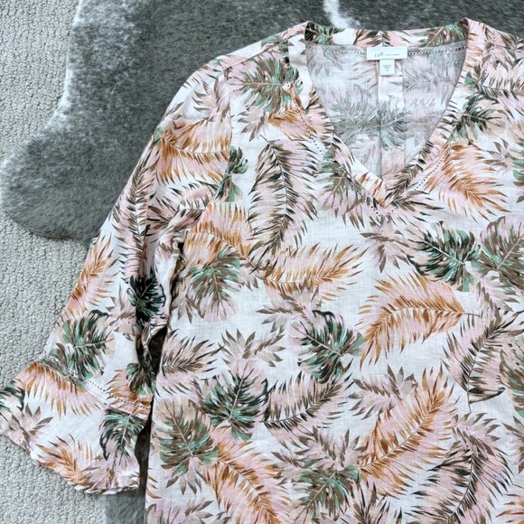 J. Jill Love Linen Flounce Sleeve Blouse - Picture 2 of 9